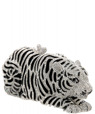 Rhinestone Evening Clutch Handbag PP-TIGERXL SILVER